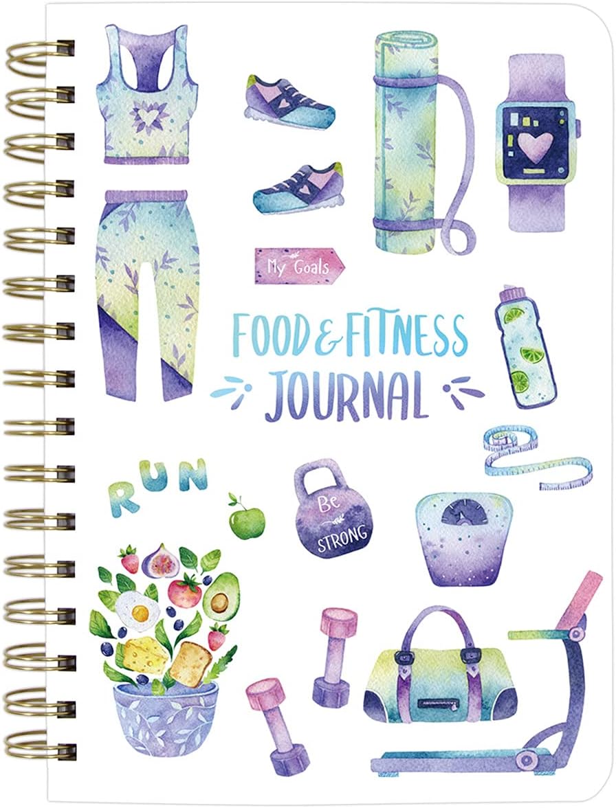 Food and Fitness Journal Meal Journal Diary Workout Wellness Log Notebook Planner Weight Loss Diet Meal Exercise Training Health Tracker 6.1″ x 8.5″ Hard Cover