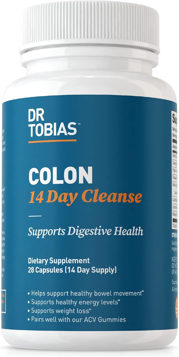 Dr. Tobias Colon 14 Day Cleanse, Advanced Gut Cleanse Detox for Women & Men with Cascara Sagrada, Psyllium Husk & Senna Leaf, Non-GMO Colon Cleanse, 28 Capsules 1-2 Daily