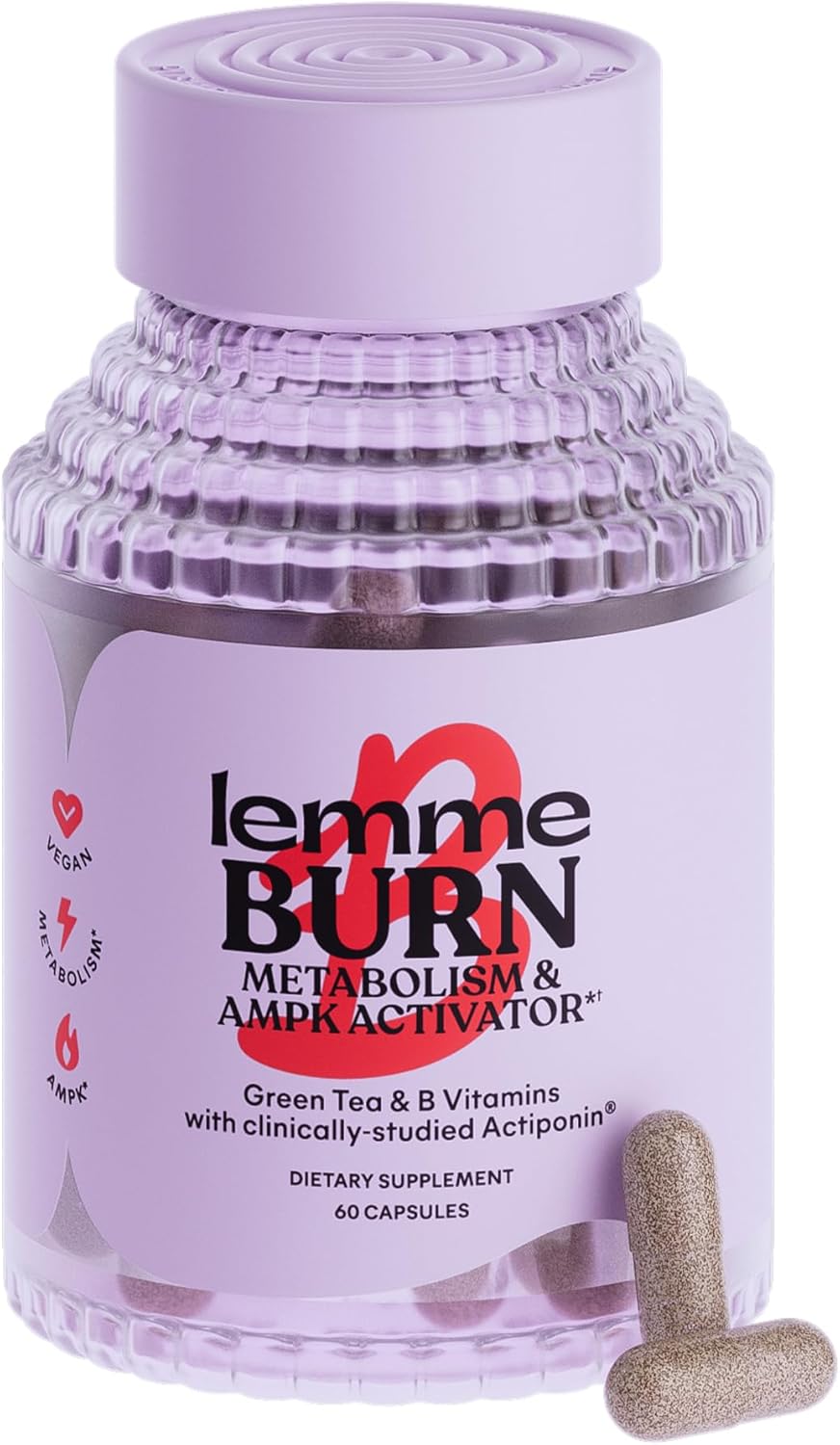 Lemme Burn – Metabolism, Belly Fat Burning + AMPK Activating Supplement for Men & Women w/Clinically Studied Actiponin Gynostemma, Green Tea Extract, Vitamins B6 & B12 – Vegan, Gluten Free, 60 Count