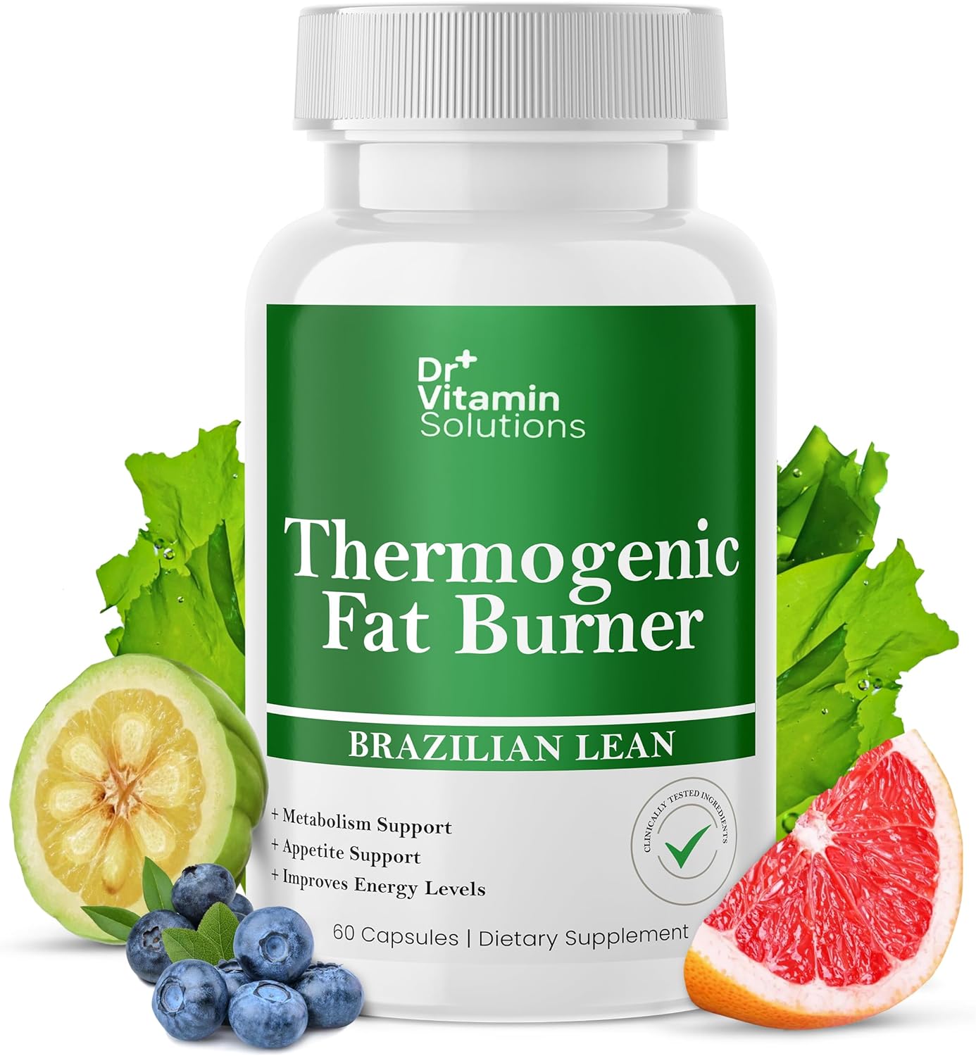 Dr Vitamin Thermogenic Fat Burner Brazilian Lean, Weight Loss Pills for Women, Waist Trimmer & Supplements for Bloating 60 Capsules